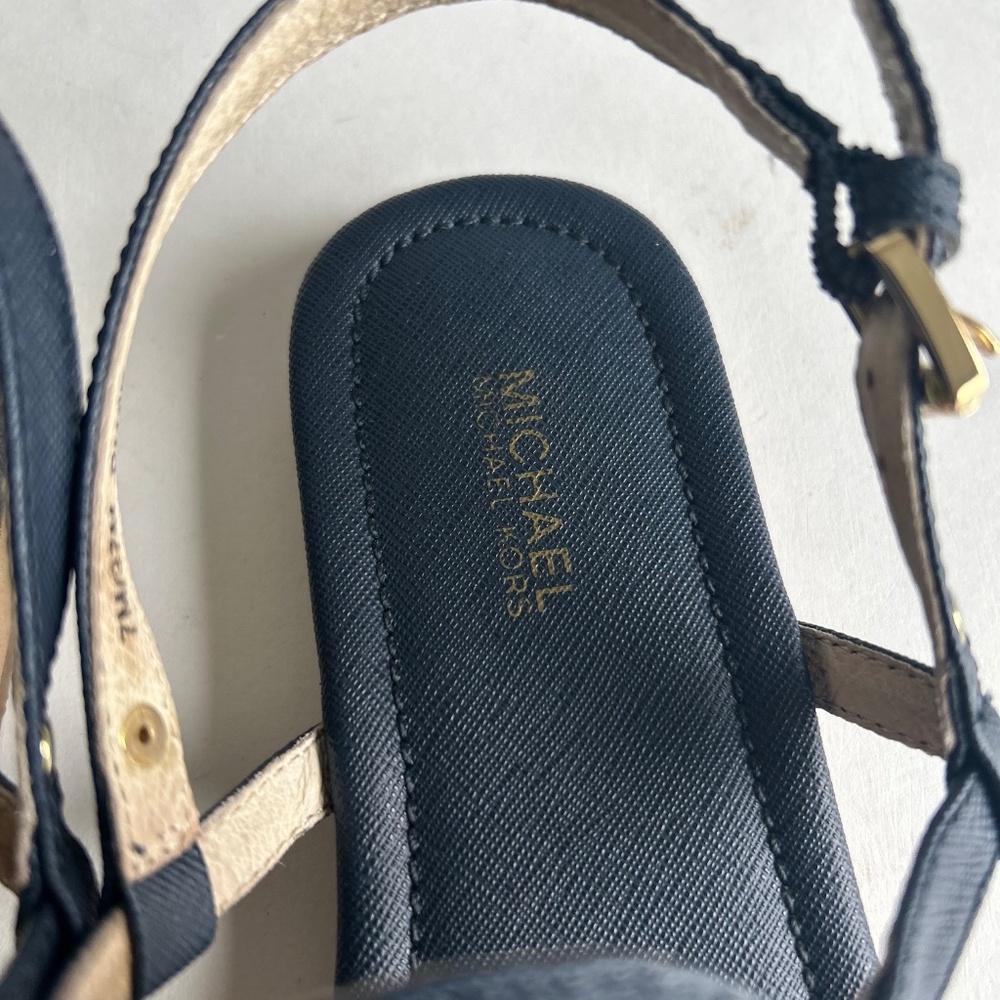 New Michael Kors Navy Crossgrain Leather Sandals size 7 - Picture 10 of 15